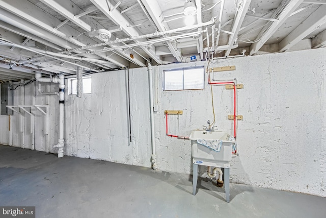 basement with electric panel