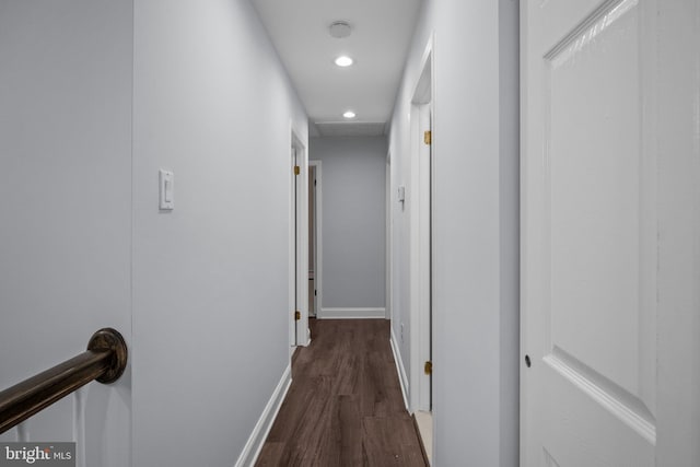 hall featuring dark wood-type flooring