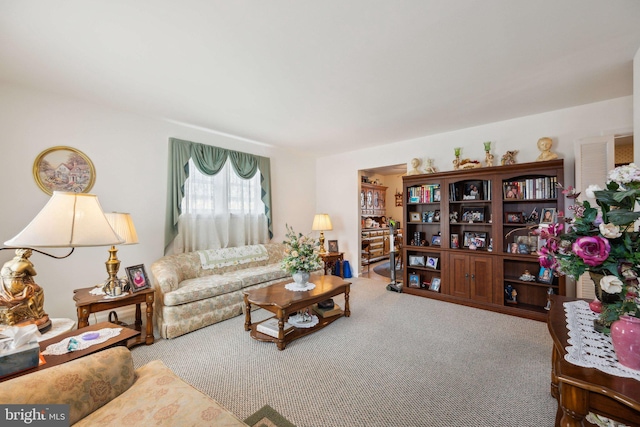 living room featuring carpet flooring