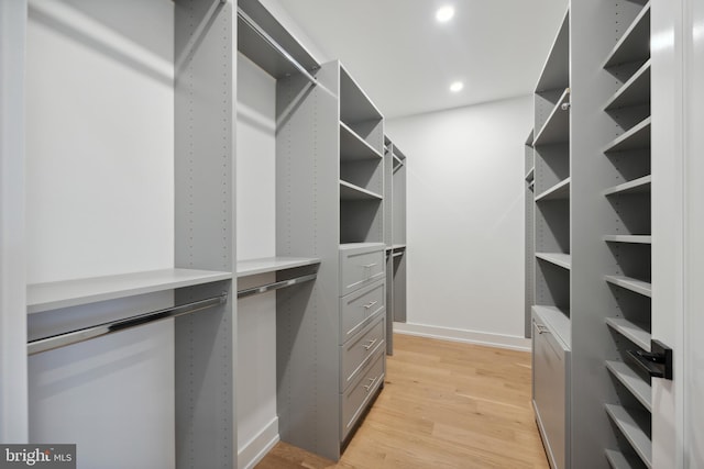 walk in closet featuring light wood-type flooring