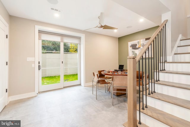 home office with ceiling fan