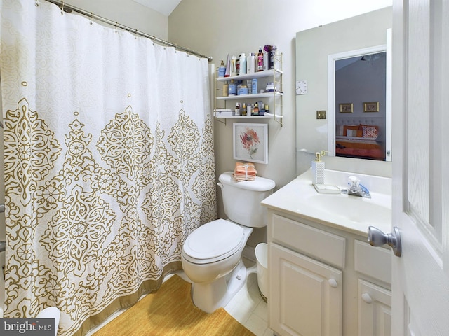 bathroom with toilet and vanity