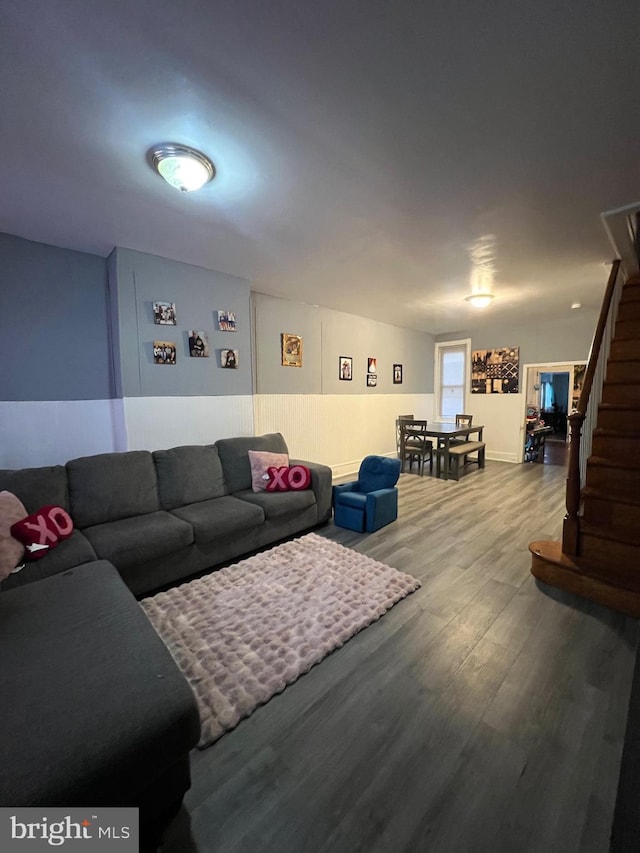 living room featuring wood-type flooring