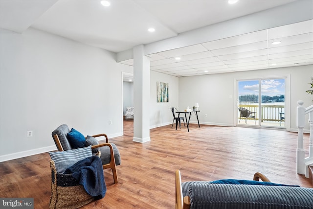 living area featuring hardwood / wood-style flooring