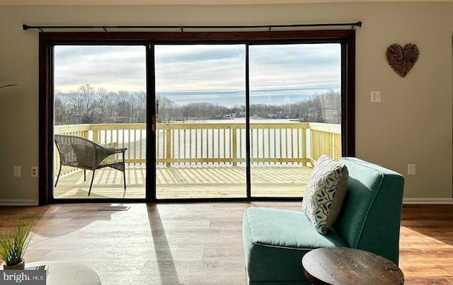 doorway featuring light hardwood / wood-style flooring