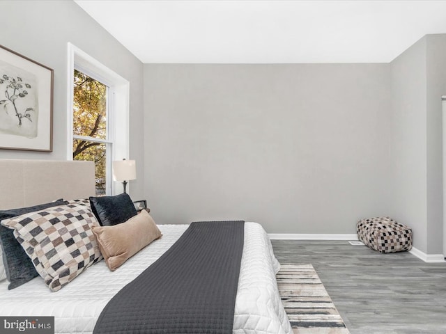 bedroom with hardwood / wood-style flooring