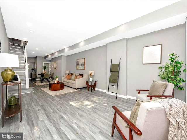 living room featuring light hardwood / wood-style flooring