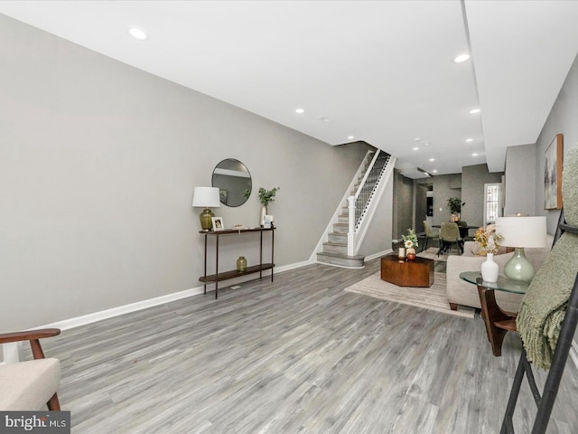 foyer with light hardwood / wood-style floors