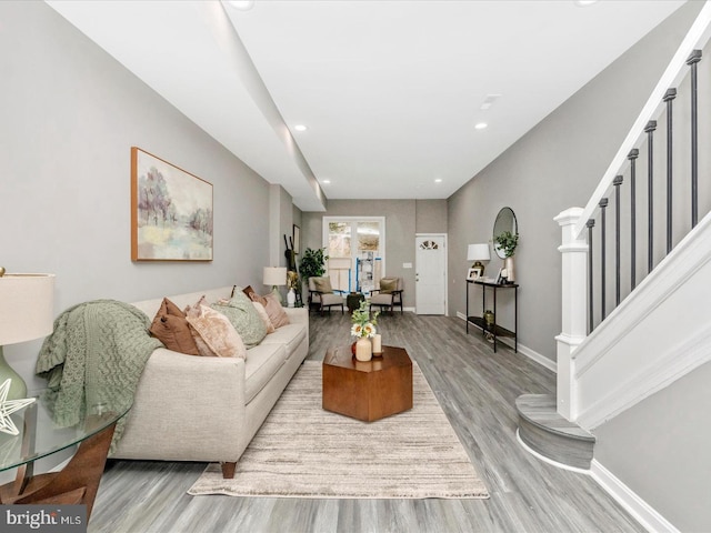 living room featuring light wood-type flooring