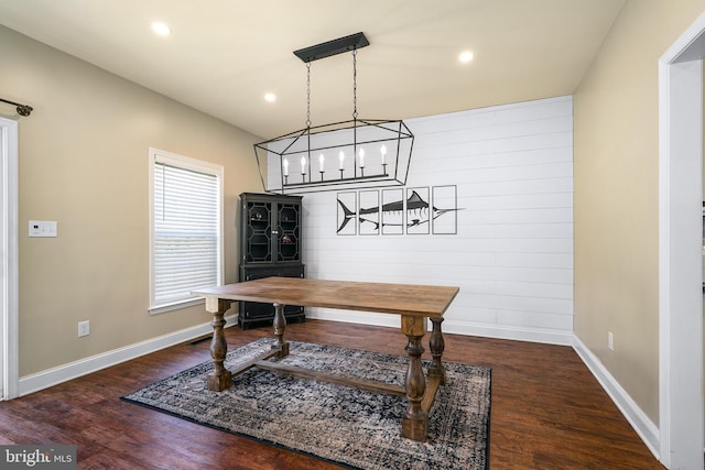 office with dark wood-type flooring