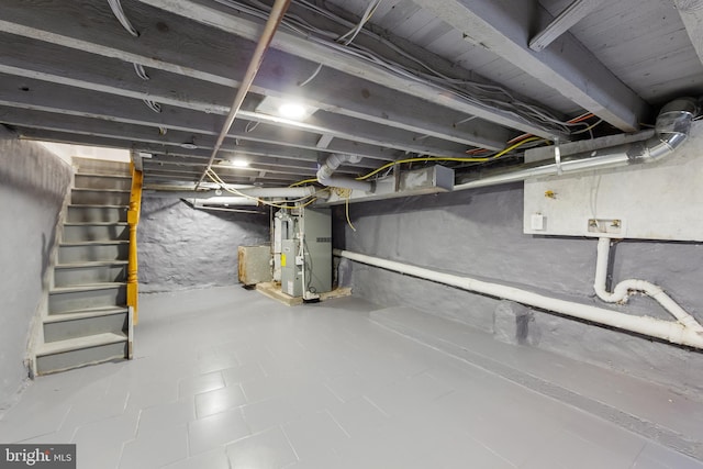 basement with heating unit