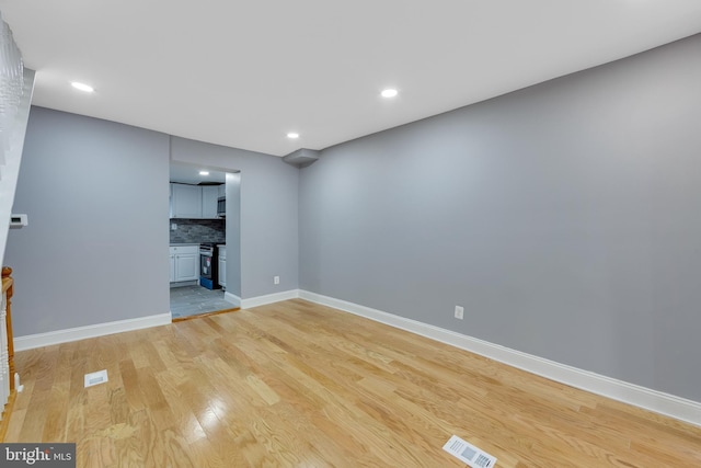 interior space with light hardwood / wood-style flooring