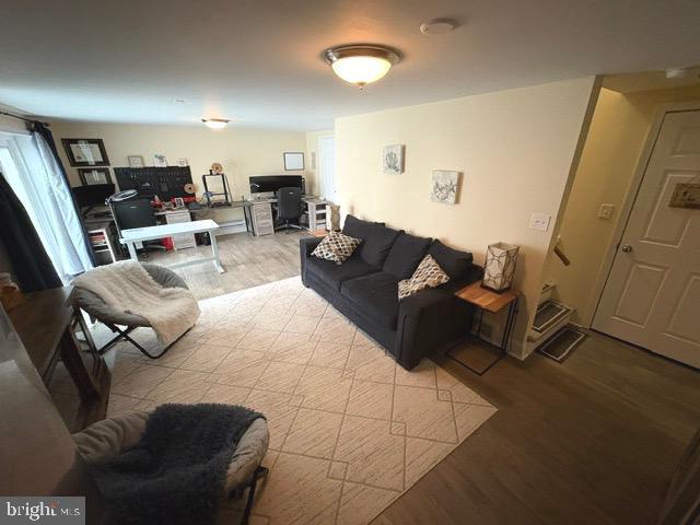 living area featuring light wood finished floors