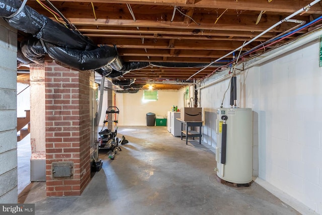 basement with water heater