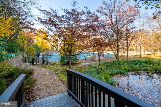 deck featuring fence