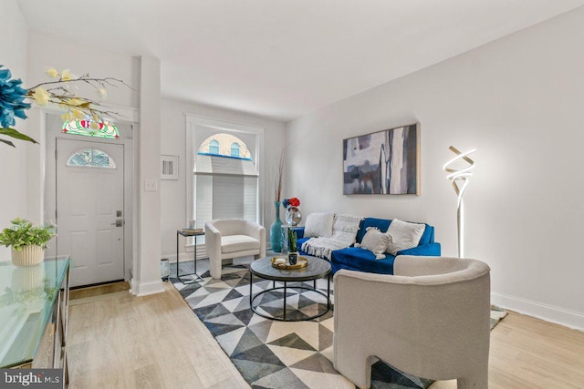 living room featuring light hardwood / wood-style floors