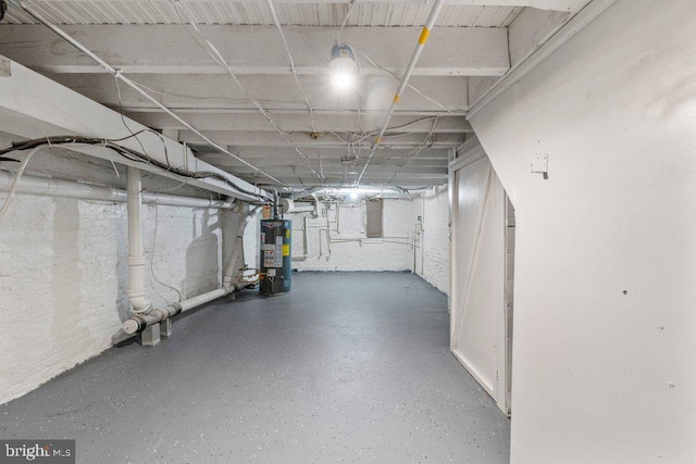 basement with water heater