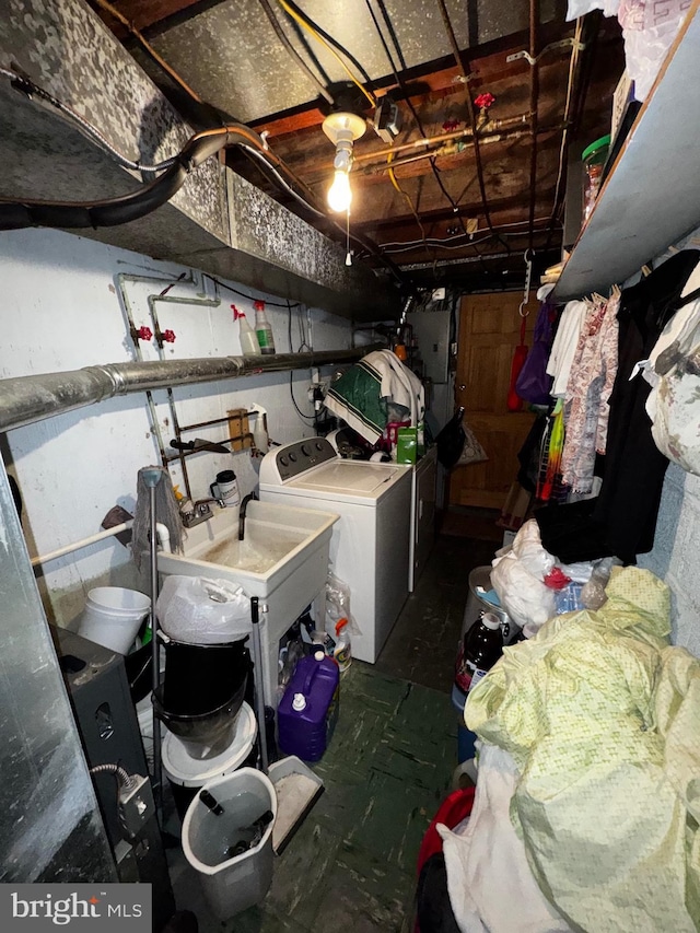 basement with separate washer and dryer