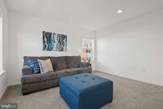 living room with carpet floors