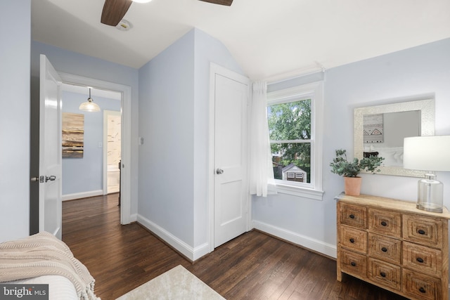 507 Janneys Ln, Alexandria, VA 22302 - bedroom featuring dark wood-style floors, baseboards, and a ceiling fan