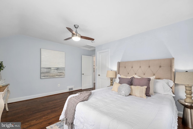 507 Janneys Ln, Alexandria, VA 22302 - bedroom featuring wood finished floors, baseboards, ceiling fan, and vaulted ceiling