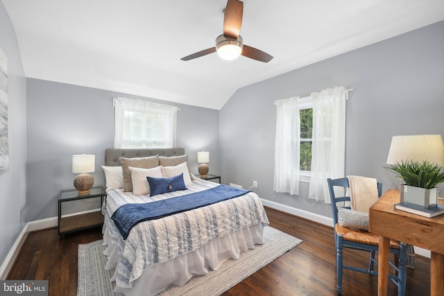 507 Janneys Ln, Alexandria, VA 22302 - bedroom with multiple windows, baseboards, vaulted ceiling, and wood finished floors