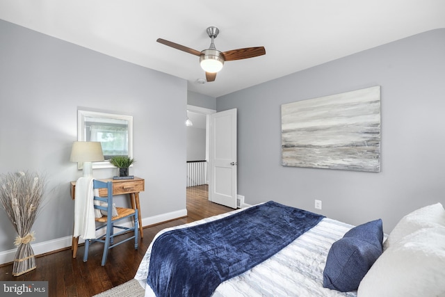507 Janneys Ln, Alexandria, VA 22302 - bedroom featuring wood finished floors, baseboards, and ceiling fan