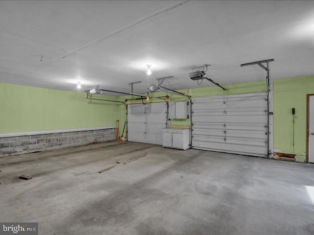 garage with a garage door opener