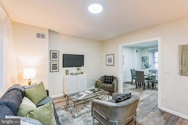 living room featuring hardwood / wood-style flooring