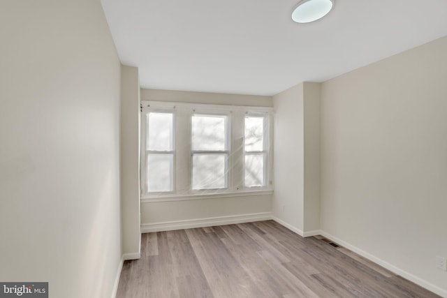 empty room with light hardwood / wood-style floors