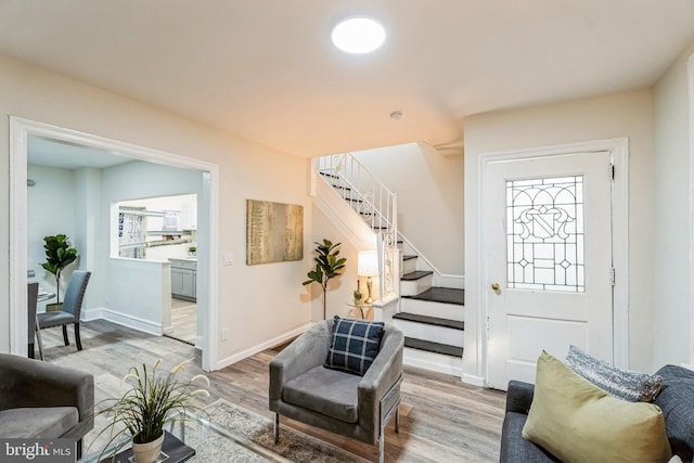 foyer featuring light hardwood / wood-style floors