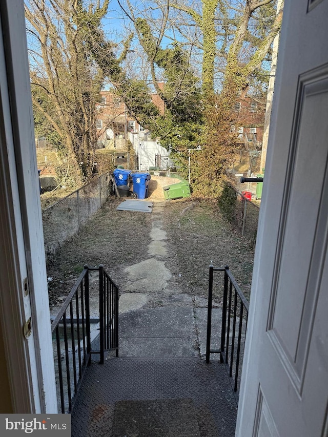 view of yard featuring fence