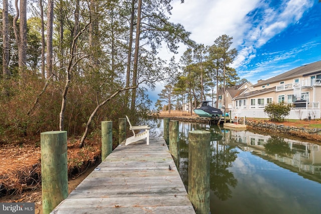 dock area featuring a water view