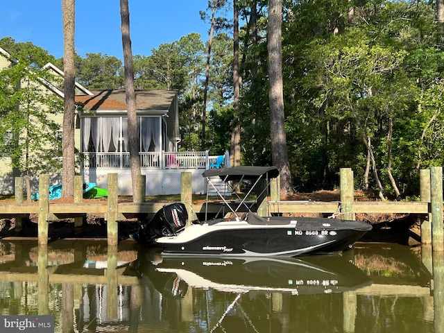 dock area featuring a water view