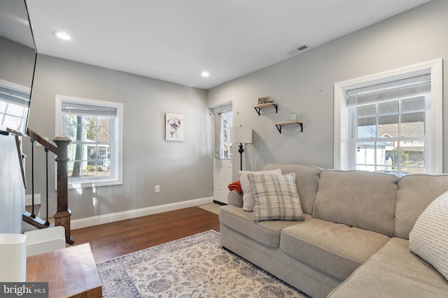 living room featuring hardwood / wood-style flooring