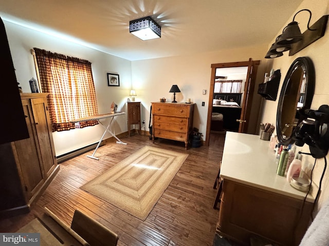 bedroom featuring dark wood-type flooring