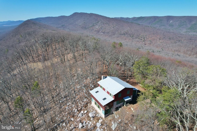 bird's eye view with a mountain view