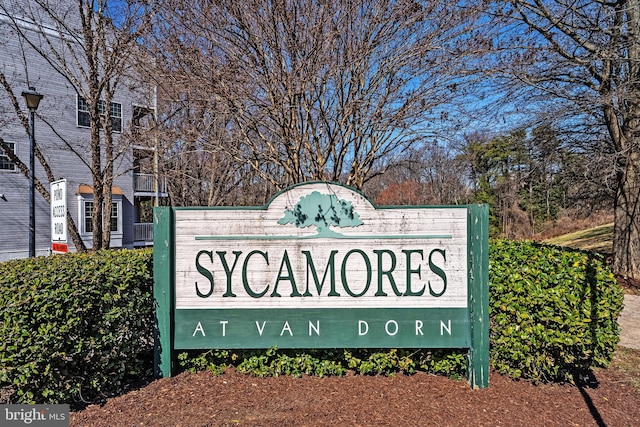 view of community sign