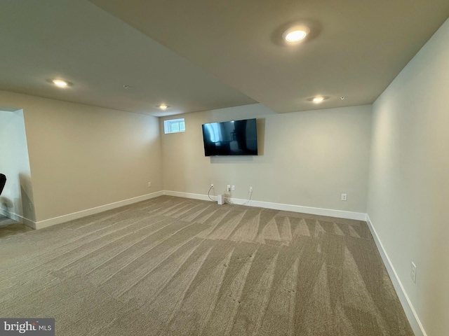 basement with carpet