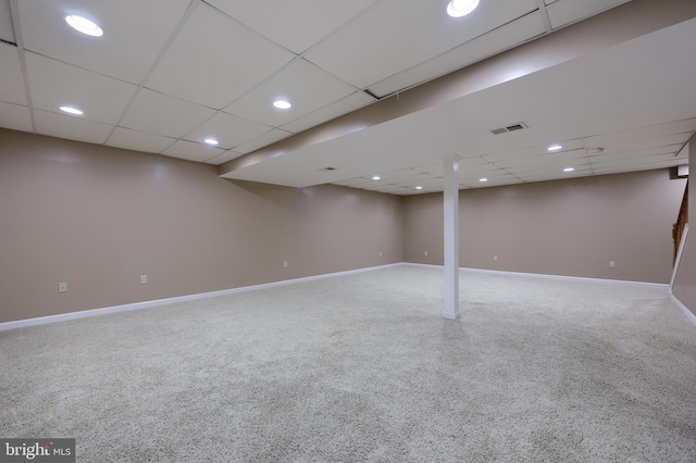 basement with a drop ceiling