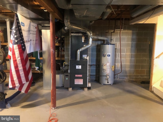 utilities with gas water heater and heating unit