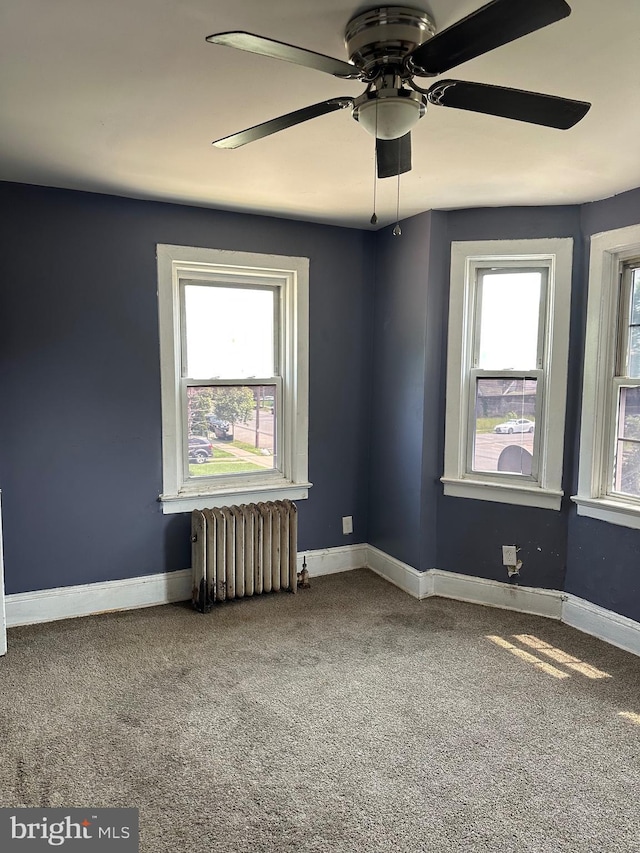 1428 W State St, Trenton, NJ 08618 - spare room featuring radiator, carpet flooring, and plenty of natural light