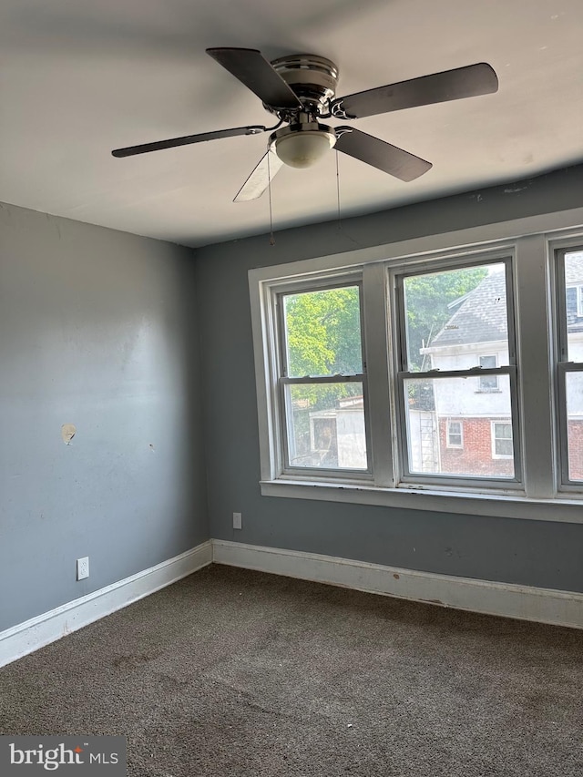 1428 W State St, Trenton, NJ 08618 - empty room with healthy amount of natural light, carpet, and ceiling fan