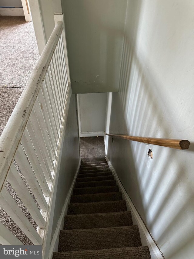 1428 W State St, Trenton, NJ 08618 - stairway with carpet flooring and baseboards