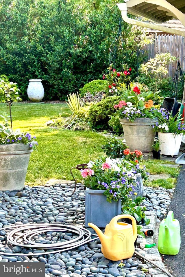 view of yard with fence