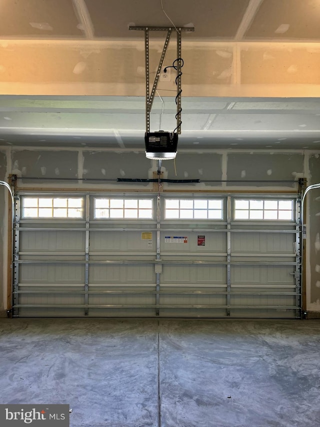 garage with a garage door opener