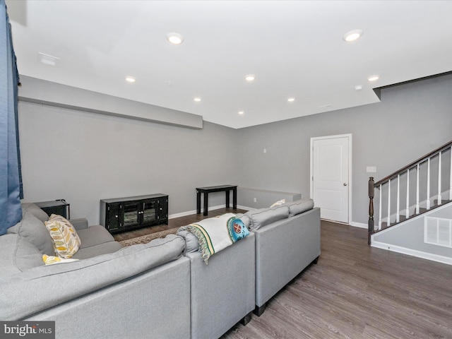 living room featuring wood-type flooring