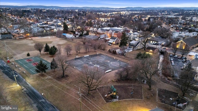 aerial view with a mountain view