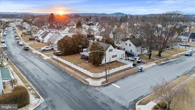 view of aerial view at dusk