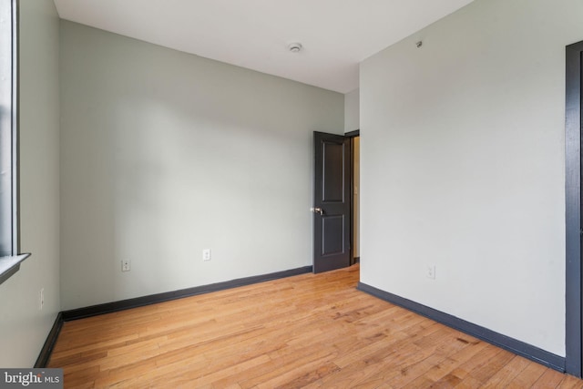 spare room with light hardwood / wood-style floors